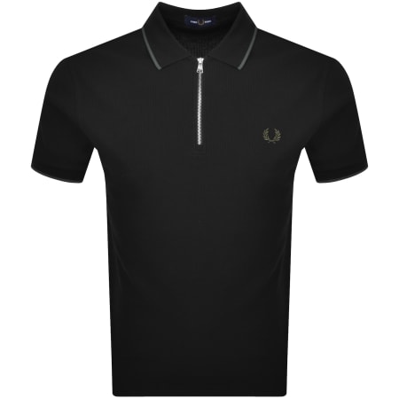 Fred Perry Button Through Knit Polo Shirt Black | Mainline
